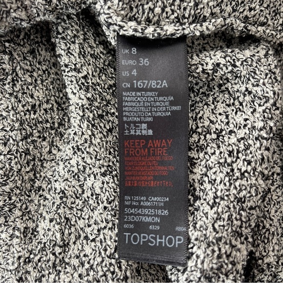 Topshop Women's Gray Long Sleeve Knit Sweater Dress Deep V-Cut Back Size 4 - Picture 9 of 10
